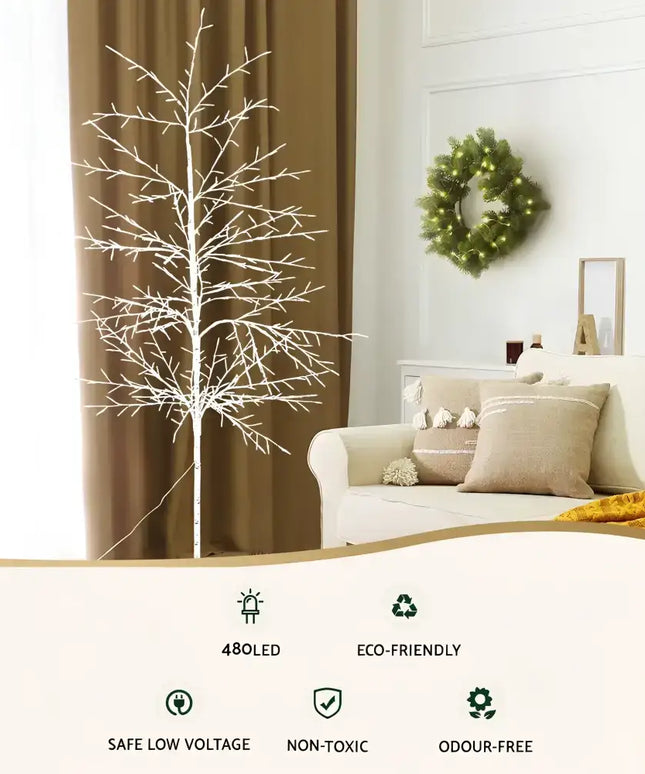 Illuminated white branch tree from Jingle Jollys Christmas Tree 2.1M with warm white LED lights