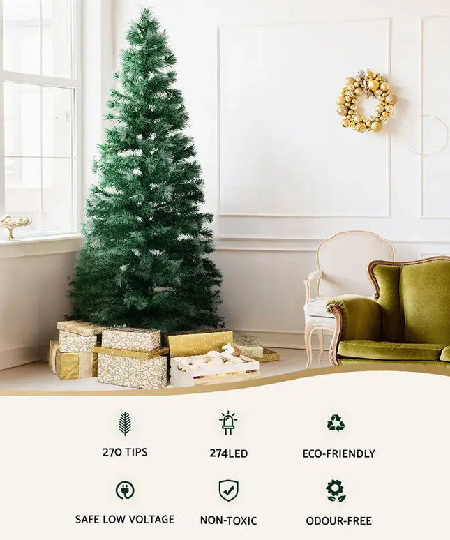 Jingle Jollys Christmas Tree 2.1M 7FT LED Xmas Multi Colour Lights Optic Fibre - Occasions > Christmas > Outdoor