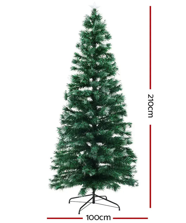 Jingle Jollys Christmas Tree 2.1M 7FT LED Xmas Multi Colour Lights Optic Fibre - Occasions > Christmas > Outdoor