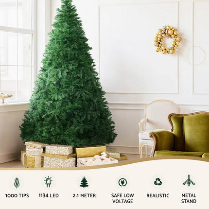 2.1M 8 Light Mode Multi Colour Christmas Tree - Occasions > Christmas > Christmas Trees