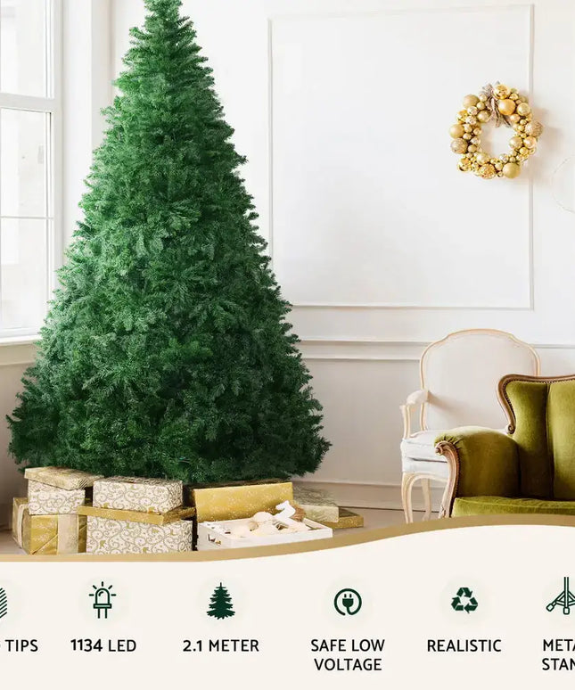 2.1M 8 Light Mode Multi Colour Christmas Tree - Occasions > Christmas > Christmas Trees