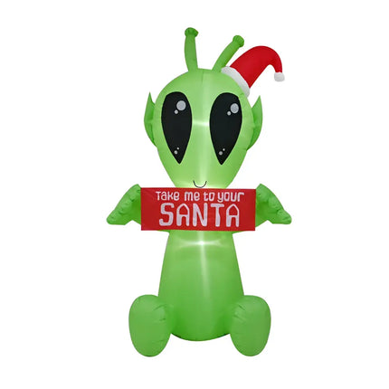 Inflatable green alien wearing Santa hat for 2.1M Christmas Alien Inflatable product