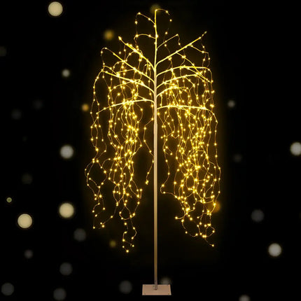 Illuminated willow tree displayed on the 2.1M Christmas Tree with 600 LED Solar Jingle Jollys