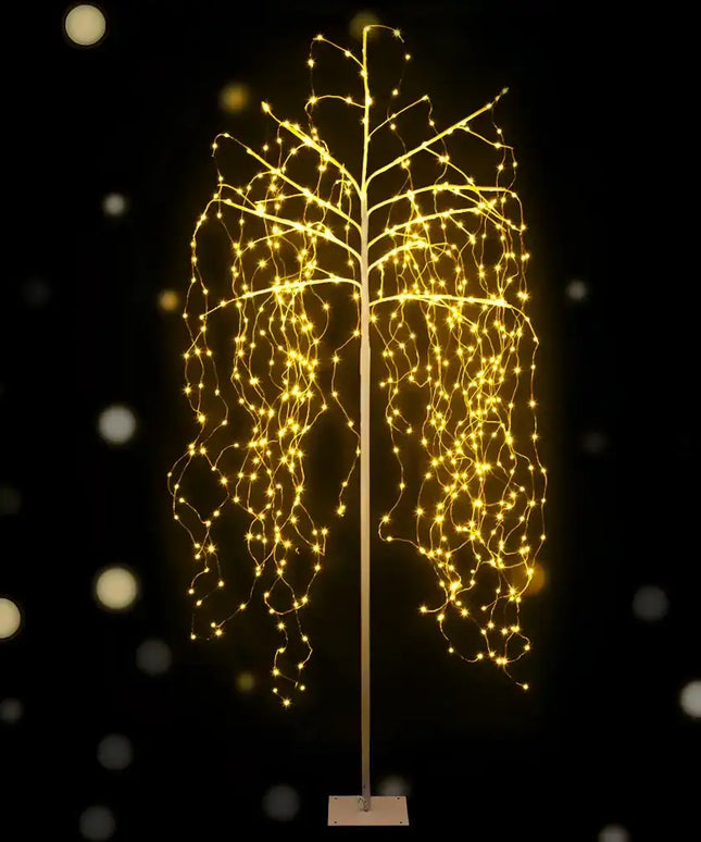Illuminated willow tree displayed on the 2.1M Christmas Tree with 600 LED Solar Jingle Jollys