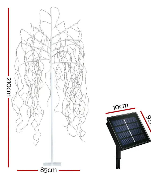 White willow tree with solar panel on the 2.1M Christmas Tree 600 LED Solar Jingle Jollys