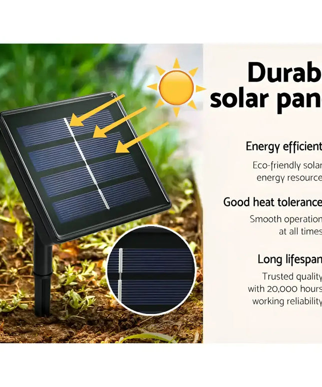 Durable energy-efficient solar panel with heat tolerance on 2.1M Christmas Tree 600 LED Solar Jingle Jollys