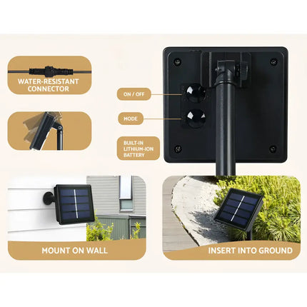 Solar panel with mounting options on 2.1M Christmas Tree 600 LED Solar Jingle Jollys