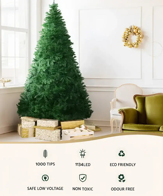 Pre-lit artificial Christmas tree with multi-color lights from Jingle Jollys in 2.1m size