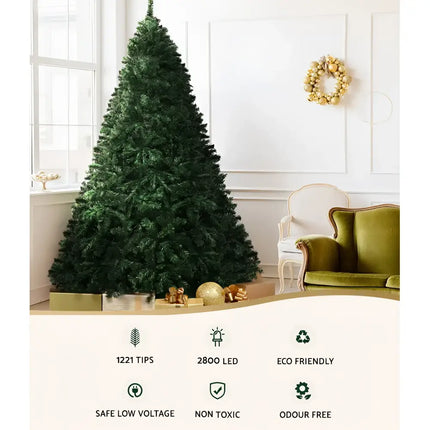 Full artificial Christmas tree with 2.1M LED lights and 8 lighting modes