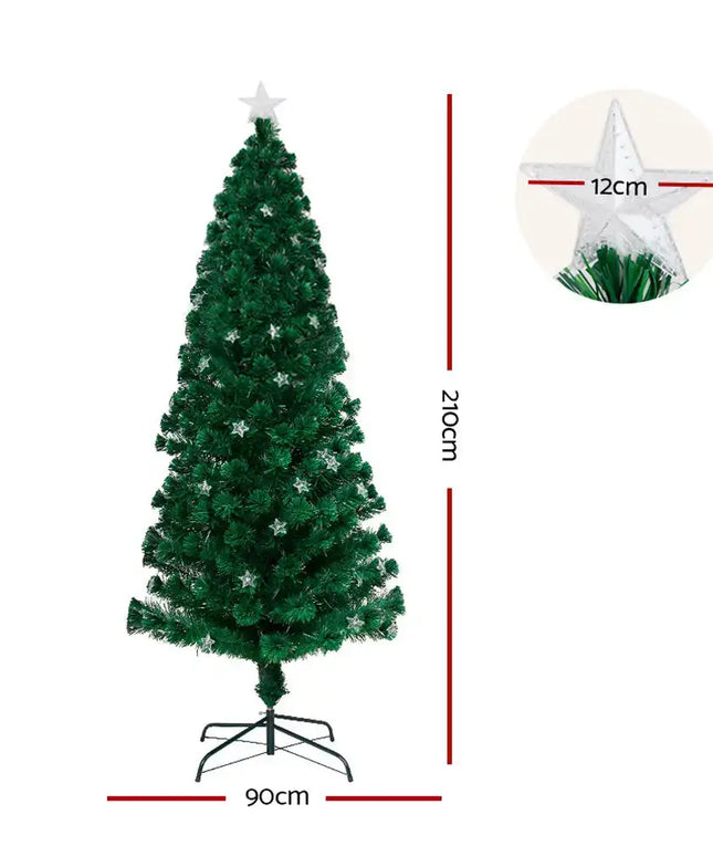 2.1m Optic Fibre LED Christmas Tree Multi Colour - Occasions > Christmas > Outdoor Decorations & Lights