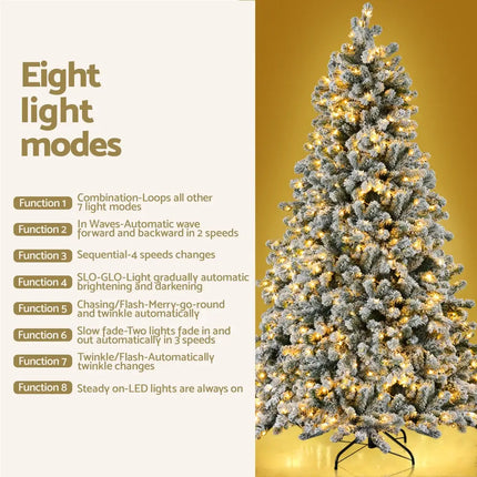 2.1M Snow Flocked LED 8 Light Modes Christmas Tree - Occasions > Christmas > Christmas Trees