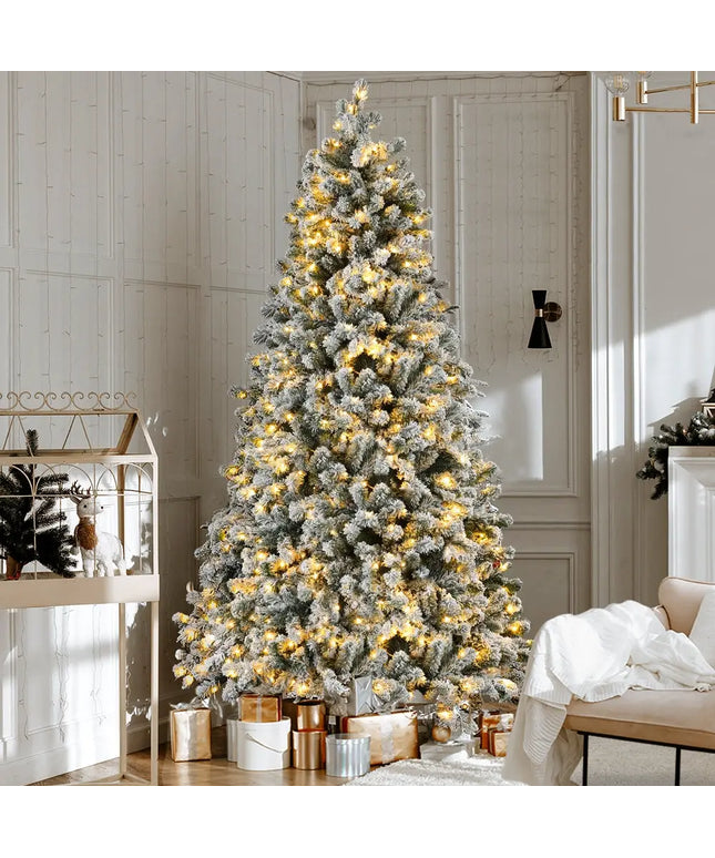 2.1M Snow Flocked LED 8 Light Modes Christmas Tree - Occasions > Christmas > Christmas Trees