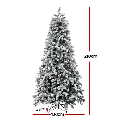 2.1M Snow Flocked LED 8 Light Modes Christmas Tree - Occasions > Christmas > Christmas Trees