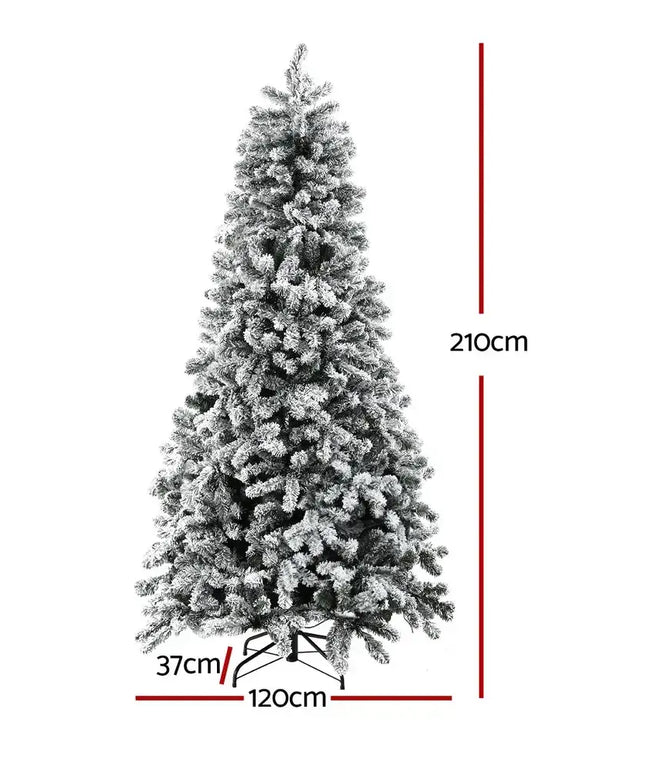 2.1M Snow Flocked LED 8 Light Modes Christmas Tree - Occasions > Christmas > Christmas Trees