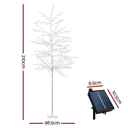 White LED Solar Christmas Tree with 2.1M height and solar panel for eco-friendly lighting