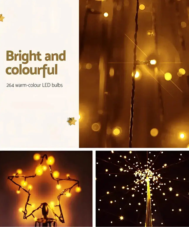 Christmas Tree 2.1M 264 LED Xmas Trees Solar Power Warm White-Occasions > Christmas-Dropli