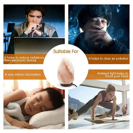 Natural Himalayan salt lamp emitting a soothing glow.