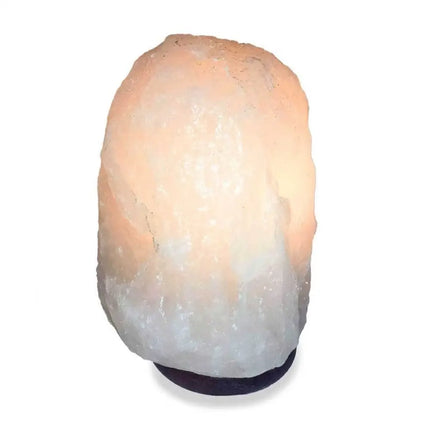 Close-up of a 2-3kg white Himalayan salt lamp showcasing its smooth texture.