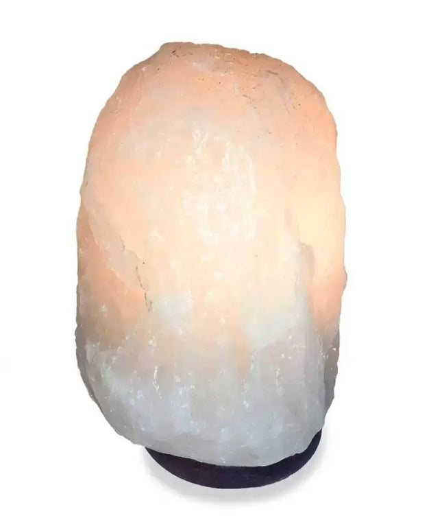 Close-up of a 2-3kg white Himalayan salt lamp showcasing its smooth texture.
