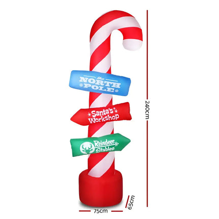 Inflatable candy cane directional sign from 2.4M Christmas Inflatable Candy Pole Decorations
