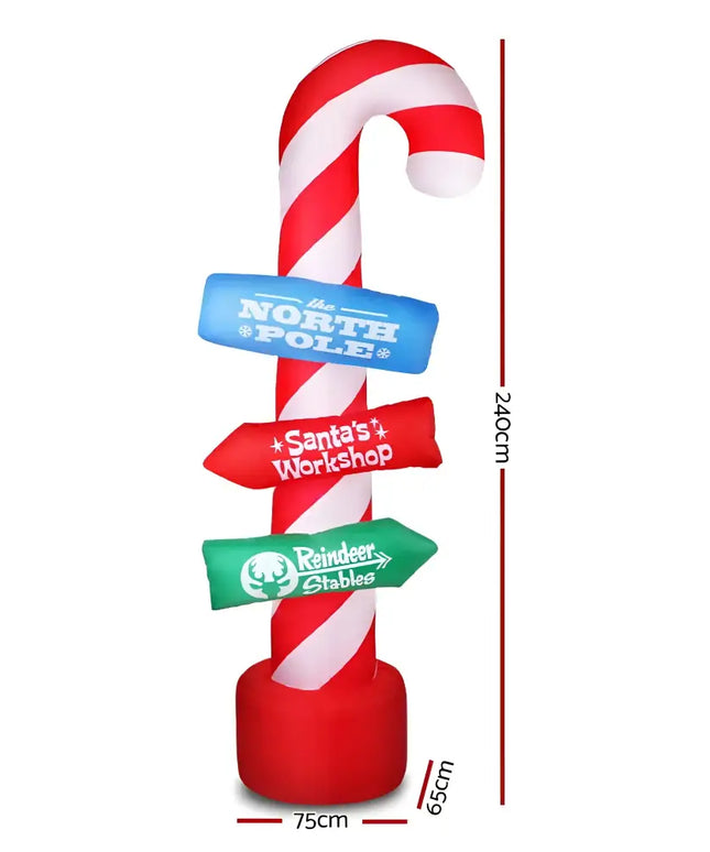 Inflatable candy cane directional sign from 2.4M Christmas Inflatable Candy Pole Decorations