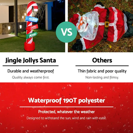 Durable waterproof polyester inflatable Christmas candy pole decoration with illumination