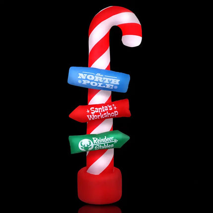 Inflatable Candy Cane Directional Sign for 2.4M Christmas Inflatable Decor