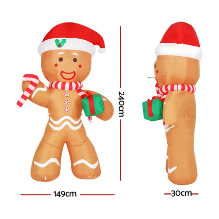 Inflatable Gingerbread Man with Santa Hat from 2.4M Christmas Inflatable Decorations