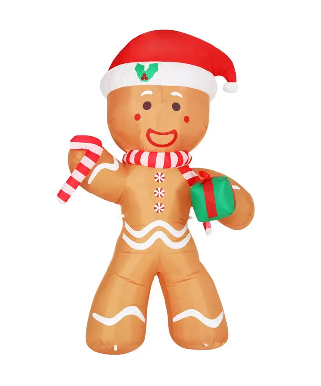 Inflatable Gingerbread Man with Santa Hat from 2.4M Christmas Inflatable Decorations