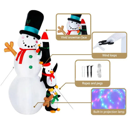 2.4M Christmas Inflatable Snowman Outdoor Decorations Dropli, Occasions > Christmas, jingle-jollys-2-4m-christmas-inflatable-snowman-xmas-lights-outdoor-decorations