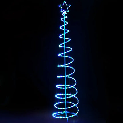 Blue LED Spiral Christmas Tree in the 2.4M Christmas Tree LED Solar Motif Lights display