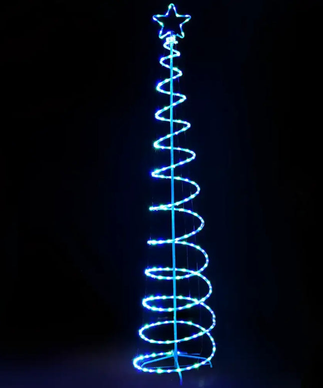 Blue LED Spiral Christmas Tree in the 2.4M Christmas Tree LED Solar Motif Lights display