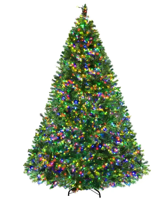 Illuminated artificial Christmas tree with multi-color LED lights and eight light modes
