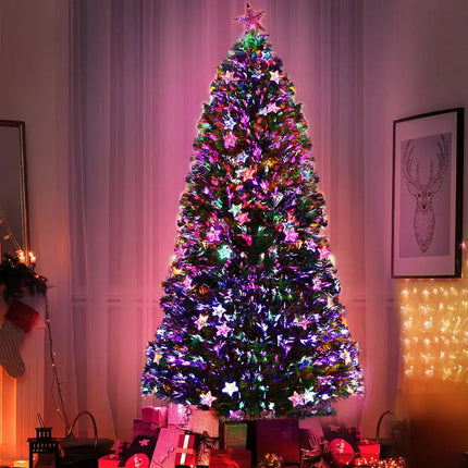 2.4m Optic Fibre LED Christmas Tree Multi Colour - Occasions > Christmas > Outdoor Decorations & Lights