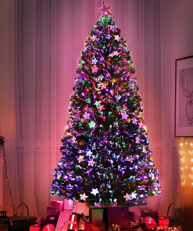 2.4m Optic Fibre LED Christmas Tree Multi Colour - Occasions > Christmas > Outdoor Decorations & Lights