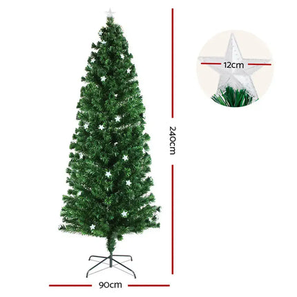 2.4m Optic Fibre LED Christmas Tree Multi Colour - Occasions > Christmas > Outdoor Decorations & Lights