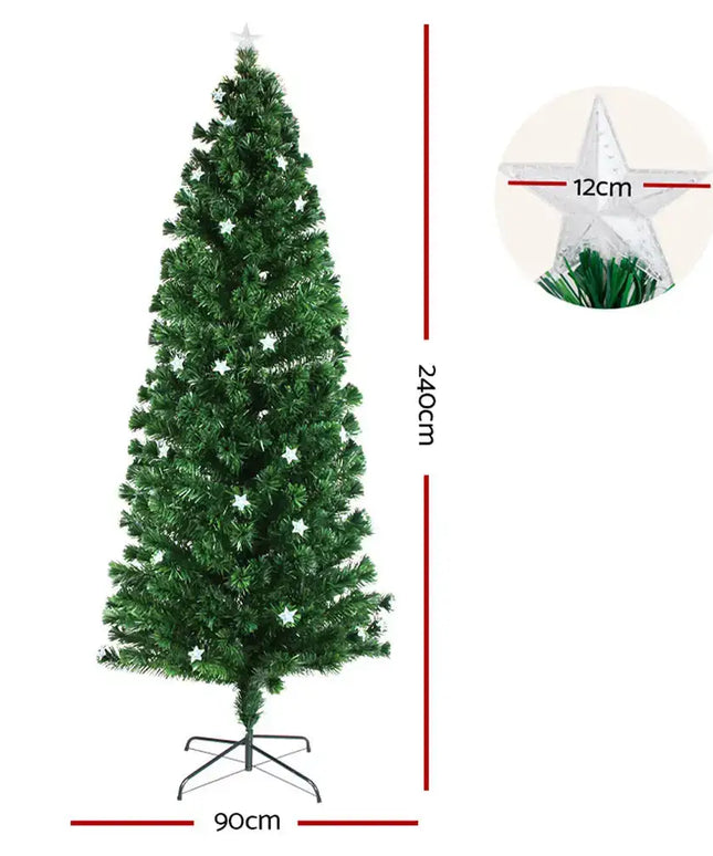 2.4m Optic Fibre LED Christmas Tree Multi Colour - Occasions > Christmas > Outdoor Decorations & Lights