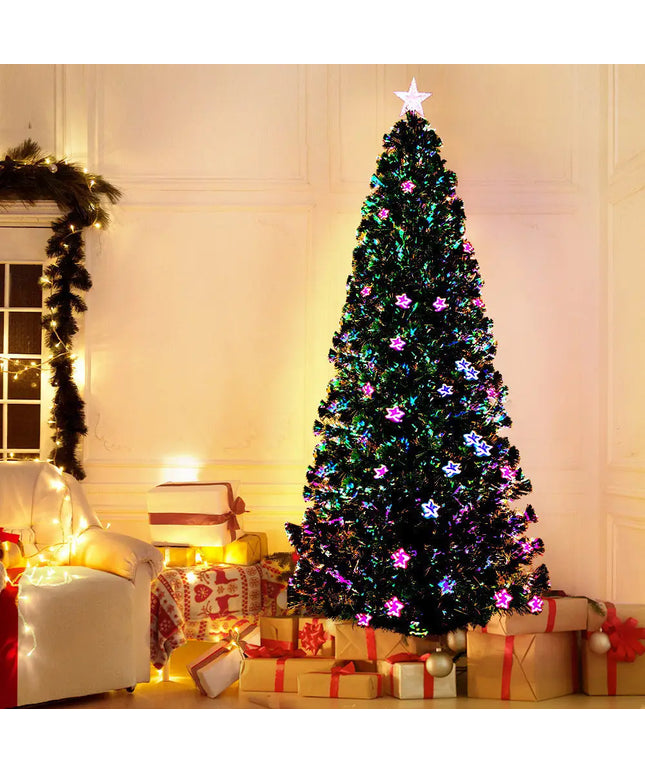 2.4m Optic Fibre LED Christmas Tree Multi Colour - Occasions > Christmas > Outdoor Decorations & Lights