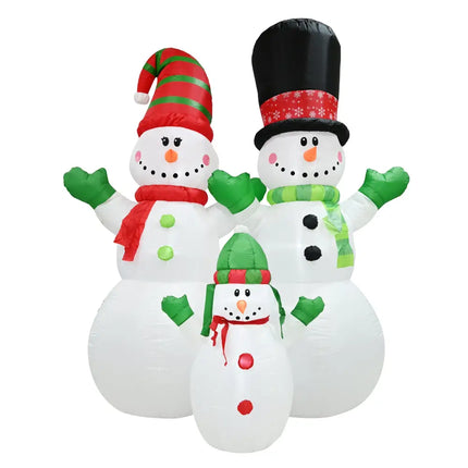 Inflatable Snowman Family displaying three festive snowmen for holiday decor