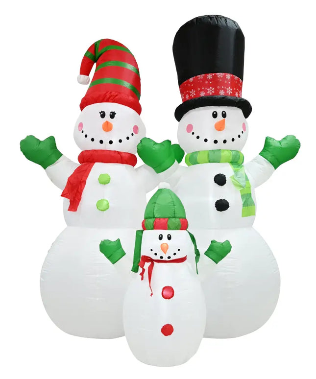 Inflatable Snowman Family displaying three festive snowmen for holiday decor