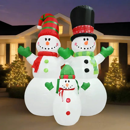 Inflatable Snowman Family display for holiday decoration in the 2.4M Snowman Family 3 pieces set