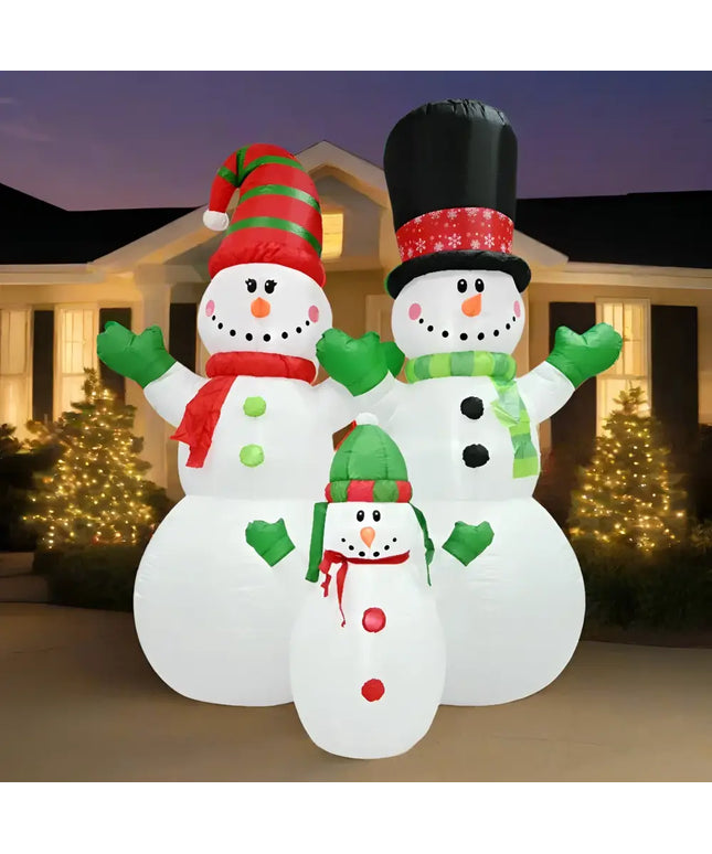 Inflatable Snowman Family display for holiday decoration in the 2.4M Snowman Family 3 pieces set