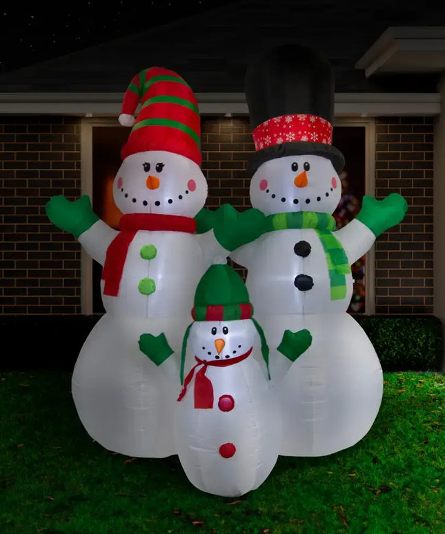 Inflatable Snowman Family of three displayed in the 2.4M Snowman Family 3 pieces product