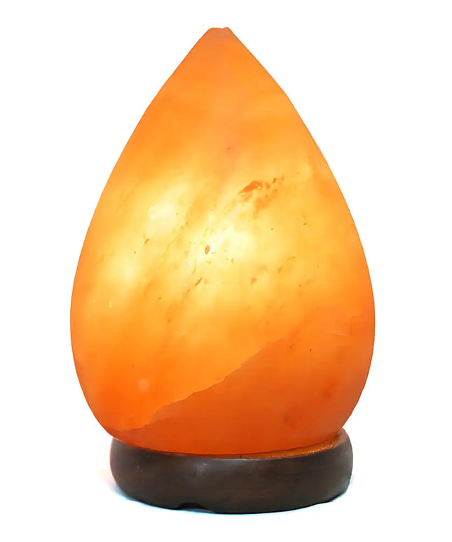 Handcrafted pear salt lamp made from 100% Himalayan salt with an Australian-standard cord.