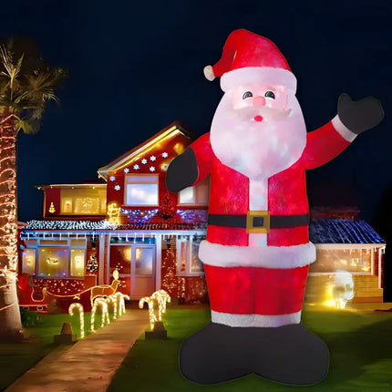 Illuminated inflatable Santa Claus with multi LED disco lights, 2.5M Deluxe Plush Santa