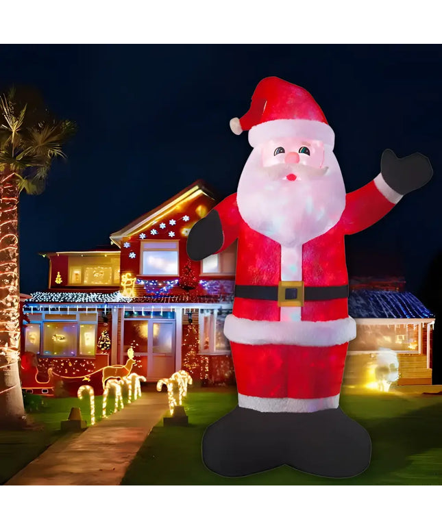 Illuminated inflatable Santa Claus with multi LED disco lights, 2.5M Deluxe Plush Santa
