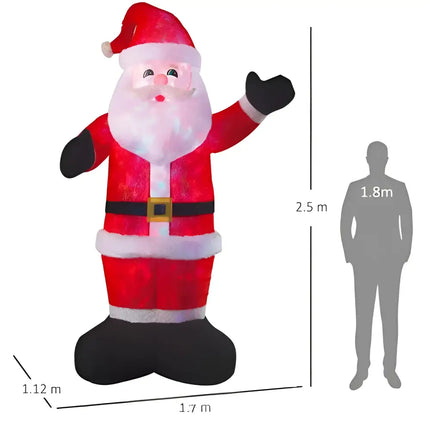 Inflatable Santa Claus with dimensions for 2.5M Deluxe Inflatable Plush Santa with Multi LED Disco Lights