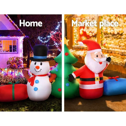 2.7M Christmas Inflatable Tree Snowman Outdoor Decorations Dropli, Occasions > Christmas, jingle-jollys-2-7m-christmas-inflatable-tree-snowman-lights-outdoor-decorations