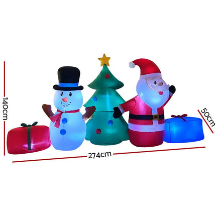 2.7M Christmas Inflatable Tree Snowman Outdoor Decorations Dropli, Occasions > Christmas, jingle-jollys-2-7m-christmas-inflatable-tree-snowman-lights-outdoor-decorations