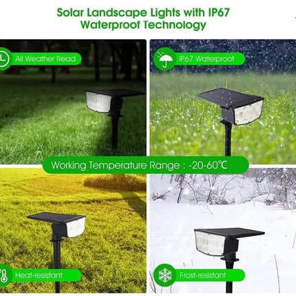 2 Pack 38 LEDs Solar Landscape Spotlights with 70deg; Adjustable Panel and IP65 Waterproof (White) Dropli, Home & Garden > Garden Lights, 2-pack-38-leds-solar-landscape-spotlights-with-70-deg